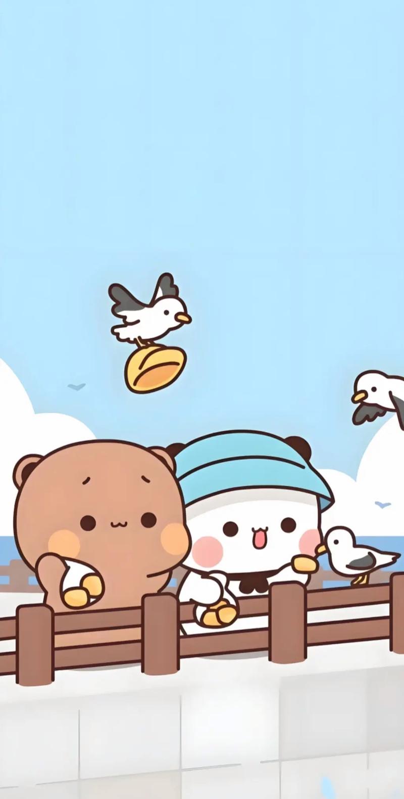 一二和布布海边